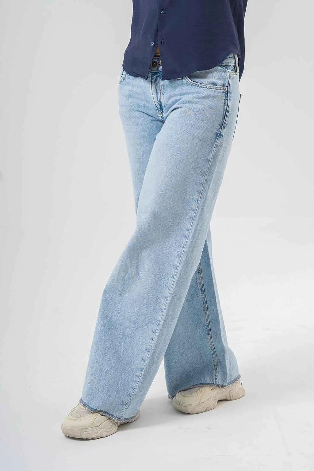 Wide-Leg Light Blue Jeans
